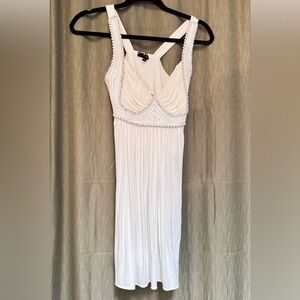 Elegant White Dress w/ Leather bodice